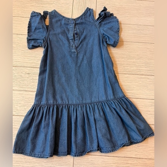Carters girls 4T denim open shoulder dress w/ ruffle‎ bottom. - Picture 7 of 7